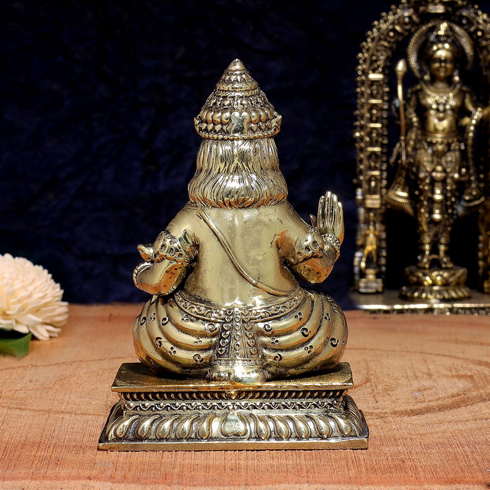 Aksharveda Intricate Brass Kuber Murti - 4 inches