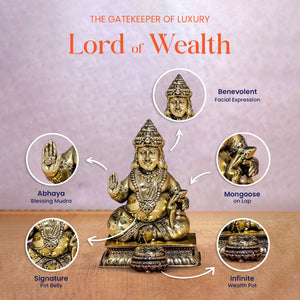 Aksharveda Intricate Brass Kuber Murti - 4 inches