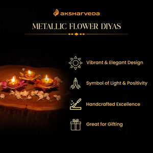 Aksharveda Metallic Flower Diyas (set of 3)
