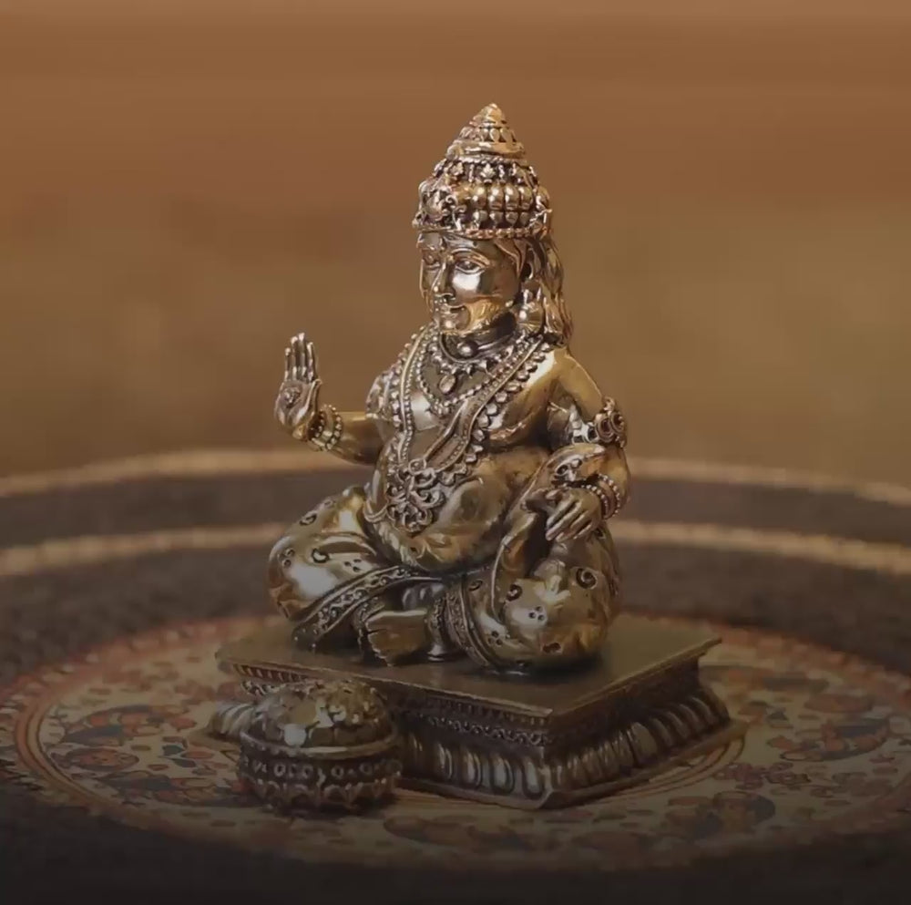 
            
                Load and play video in Gallery viewer, Aksharveda Intricate Brass Kuber Murti - 4 inches
            
        